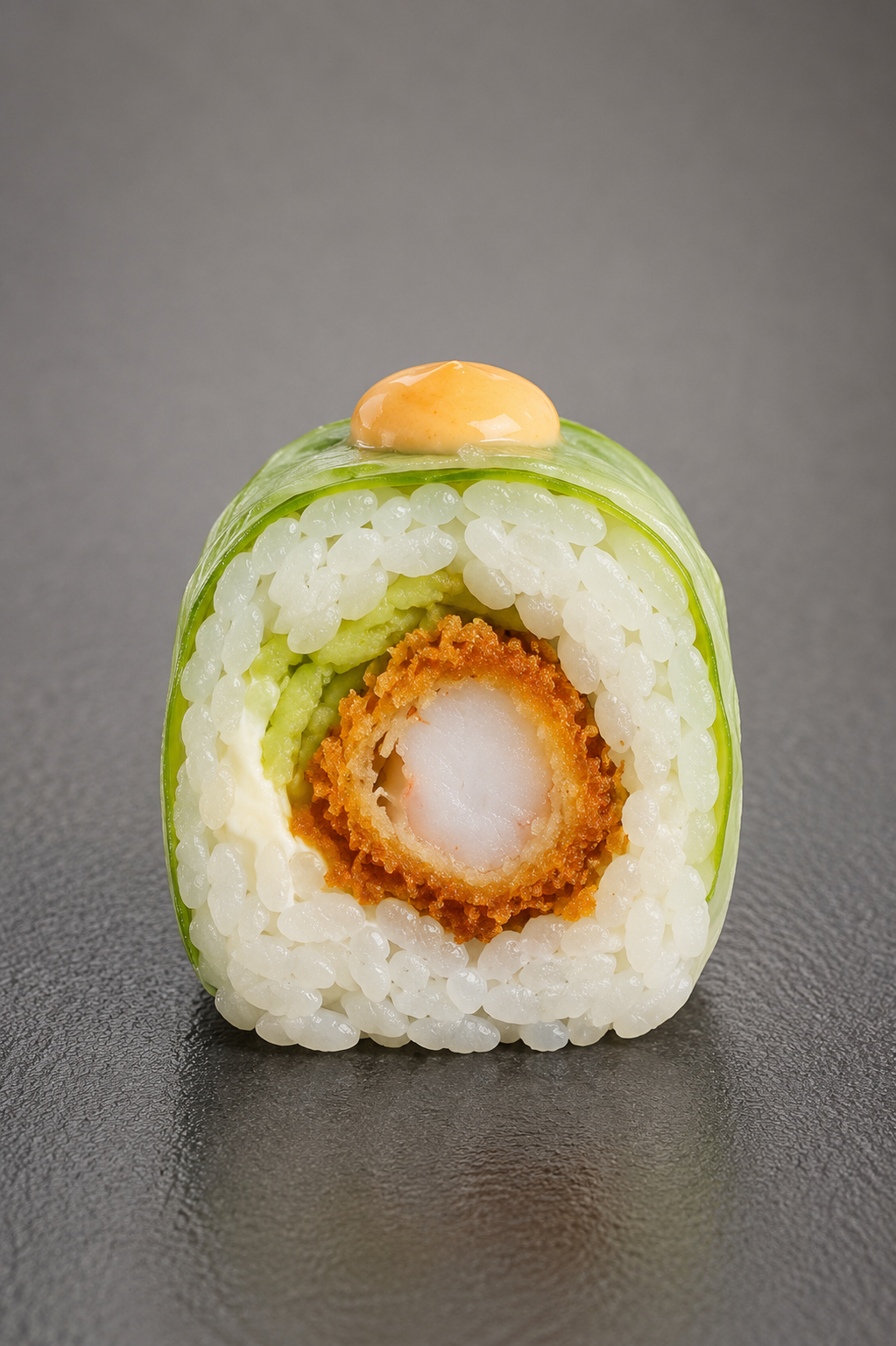 Crevette tempura concombre spicy